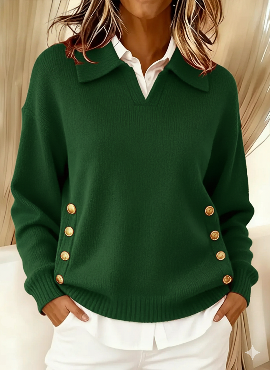 Vynette V-Hals Sweater med Krave til kvinder fra Elsebeth København