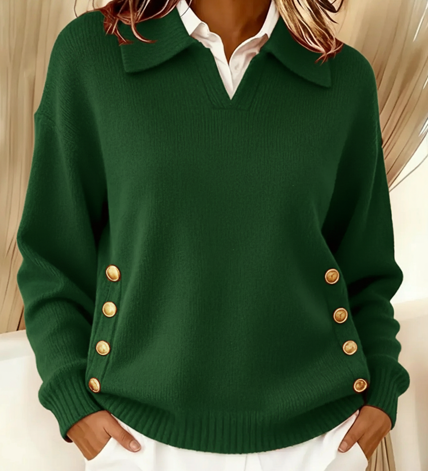 Vynette V-Hals Sweater med Krave til kvinder fra Elsebeth København