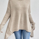 Sylvie draperet sweater med høj hals fra Elsebeth København, detalje af kanten