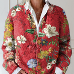 Vintage Blomstret Kunsttryk Knappet Cardigan til kvinder | Elsebeth København