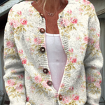 Blomster- og Bladprint Knappet Cardigan til kvinder | Elsebeth København