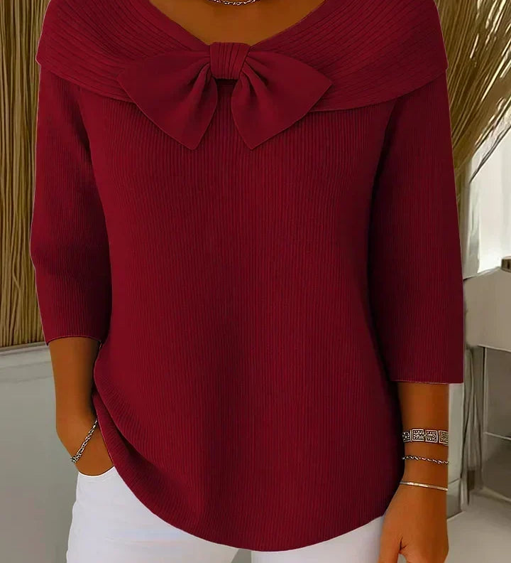Tivella Sweater med Sløjfe og Rund Udsnit til kvinder fra Elsebeth København