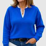Caroline elegant top med blondedetaljer fra Elsebeth København, stylet look