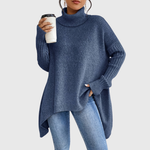 Sylvie draperet sweater med høj hals fra Elsebeth København, set forfra
