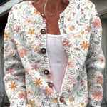 Friske Små Blomster Print Knappet Cardigan til kvinder | Elsebeth København