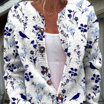 Vintage Blomster Kunst Print Knappet Cardigan til kvinder | Elsebeth København