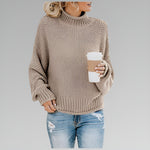 Anne striksweater med høj hals fra Elsebeth København, set forfra