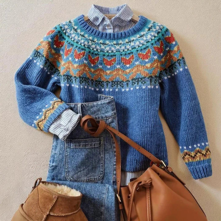 Velvo Klassisk Vintage Strik Sweater til kvinder fra Elsebeth København