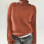 Nina striksweater med u-hals fra Elsebeth København, set forfra