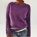 Nina striksweater med u-hals fra Elsebeth København, detalje af strikken