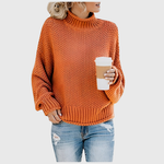 Anne striksweater med høj hals fra Elsebeth København, set forfra