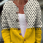 Gul Polka Prikker Print Knappet Cardigan til kvinder | Elsebeth København