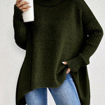 Sylvie draperet sweater med høj hals fra Elsebeth København, styling med jeans