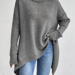 Sylvie draperet sweater med høj hals fra Elsebeth København, styling med jeans