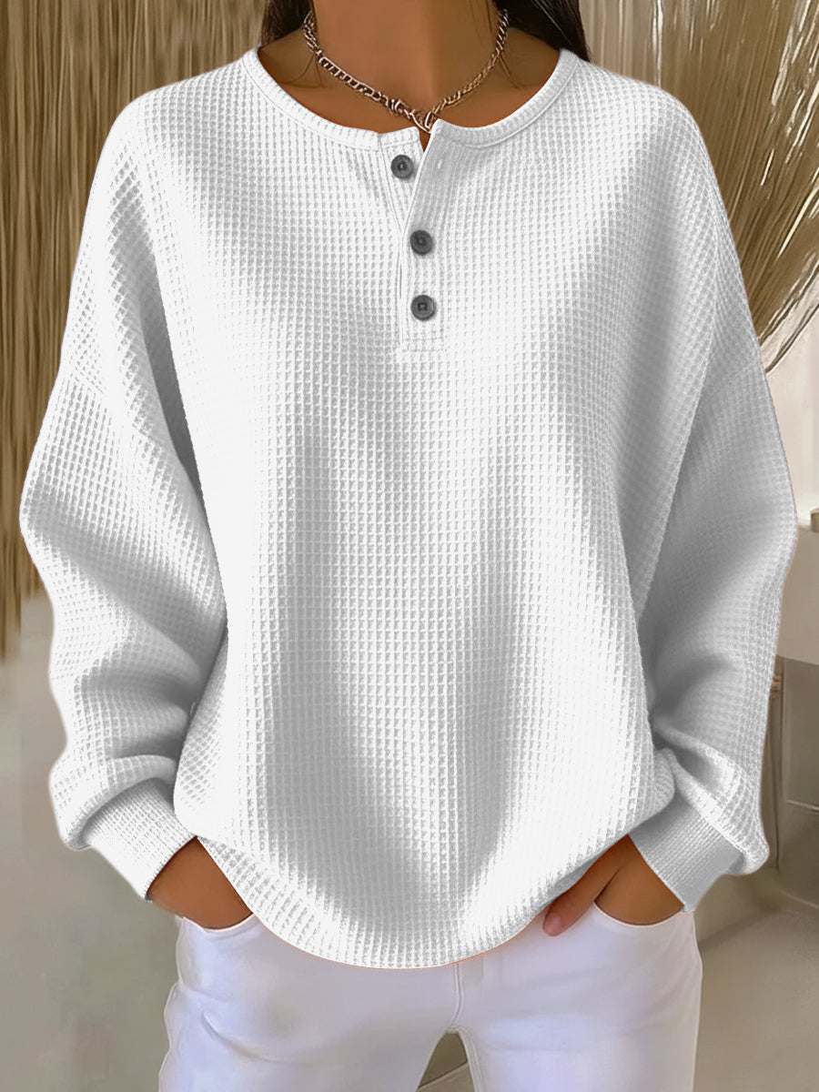 Mirabel Hyggelig Vaffel Henley Sweatshirt til kvinder fra Elsebeth København