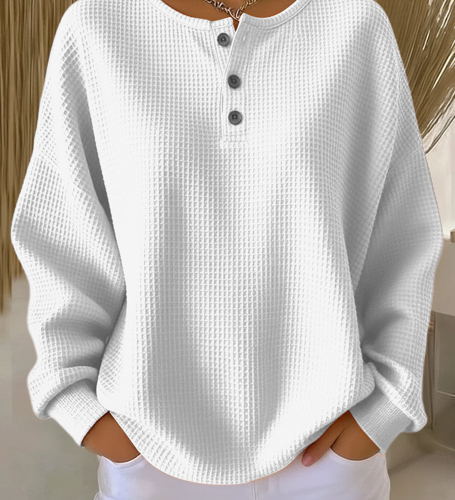Mirabel Hyggelig Vaffel Henley Sweatshirt til kvinder fra Elsebeth København