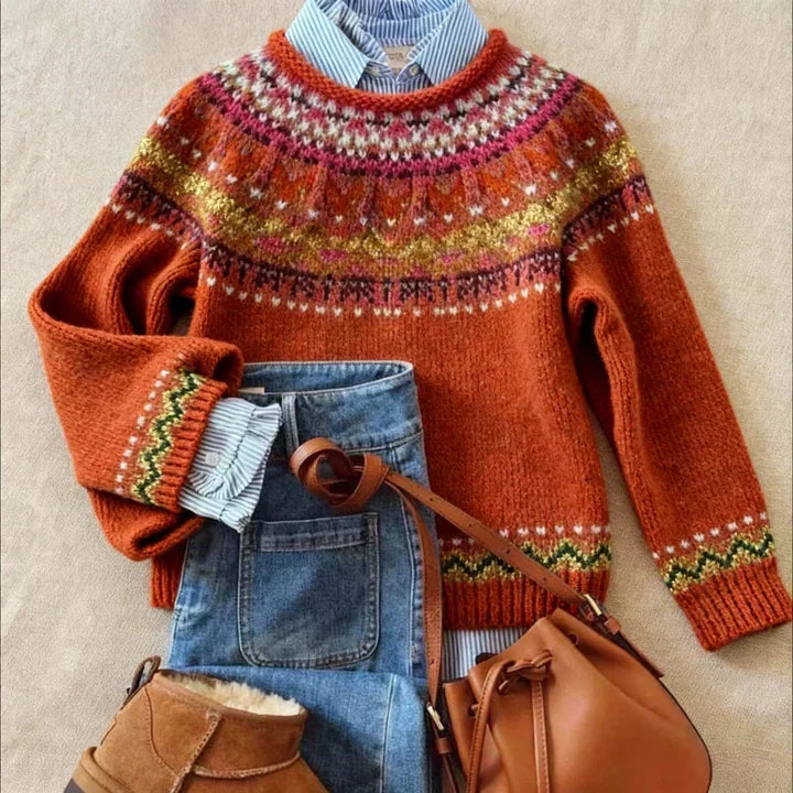 Simona Chic Vintage Strik Sweater til kvinder fra Elsebeth København