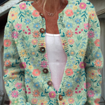 Blomsterprintet Knappet Cardigan til kvinder | Elsebeth København