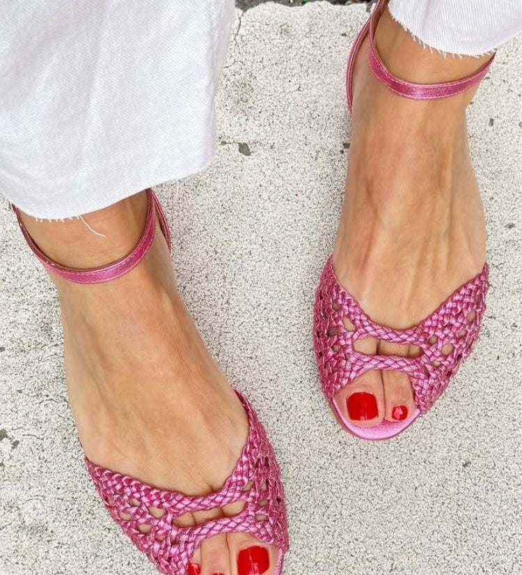 Isadora | Vævede Guld Sandaler