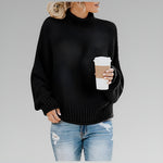 Anne striksweater med høj hals fra Elsebeth København, set bagfra