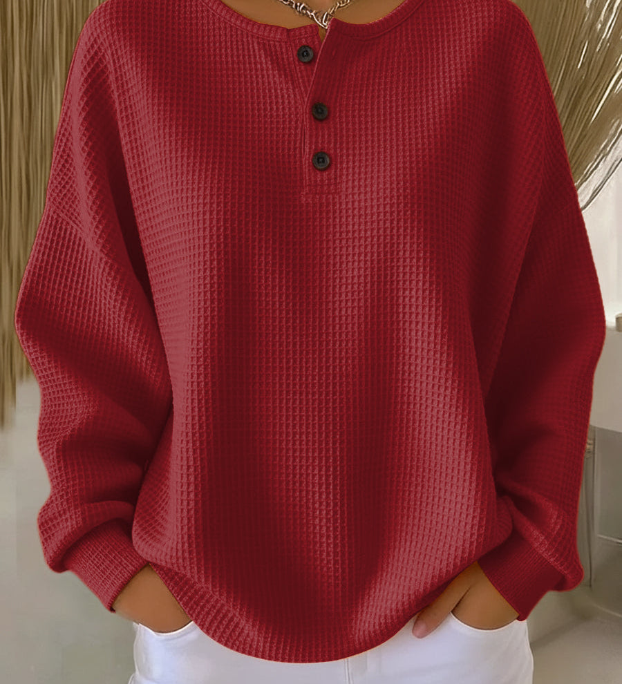 Mirabel Hyggelig Vaffel Henley Sweatshirt til kvinder fra Elsebeth København