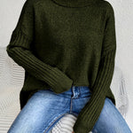 Sylvie draperet sweater med høj hals fra Elsebeth København, set fra siden