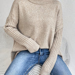 Sylvie draperet sweater med høj hals fra Elsebeth København, set bagfra