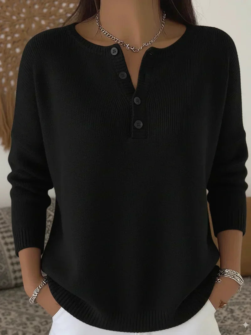 Helena Henley Knappet Strik Sweater til kvinder fra Elsebeth København