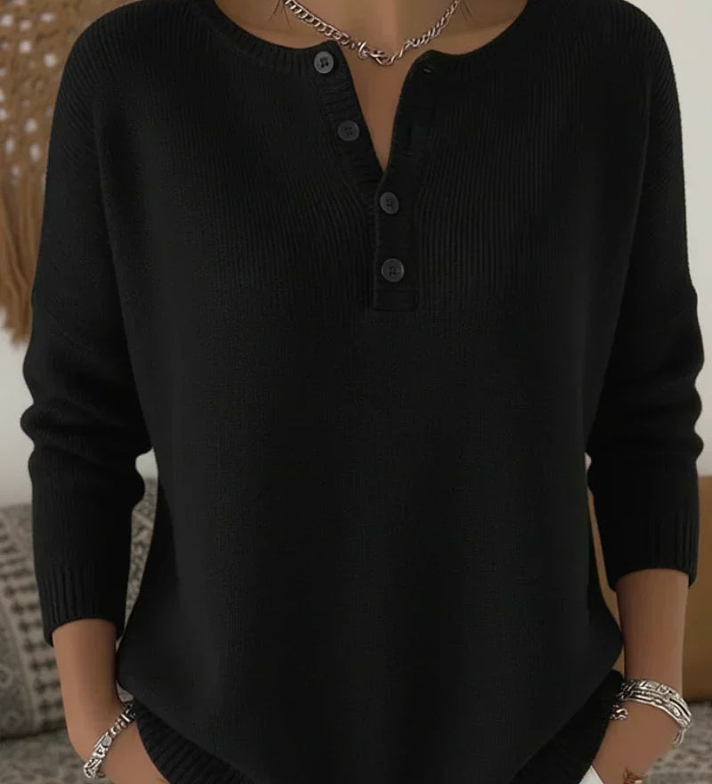 Helena Henley Knappet Strik Sweater til kvinder fra Elsebeth København
