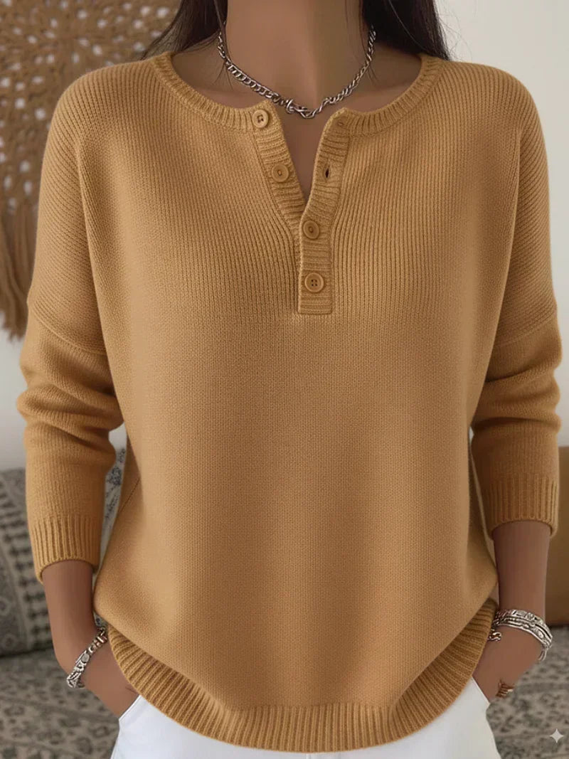 Helena Henley Knappet Strik Sweater til kvinder fra Elsebeth København
