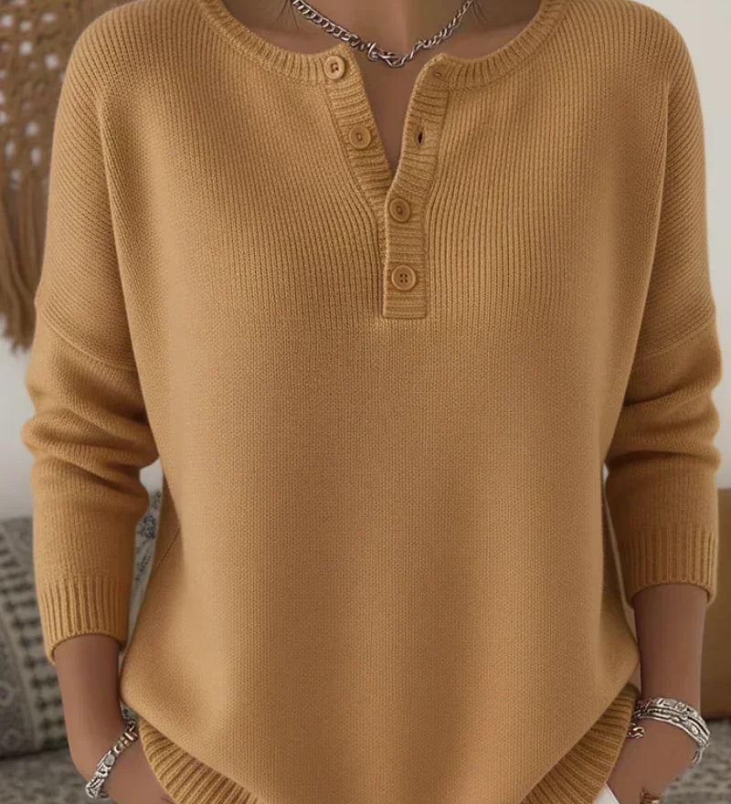 Helena Henley Knappet Strik Sweater til kvinder fra Elsebeth København
