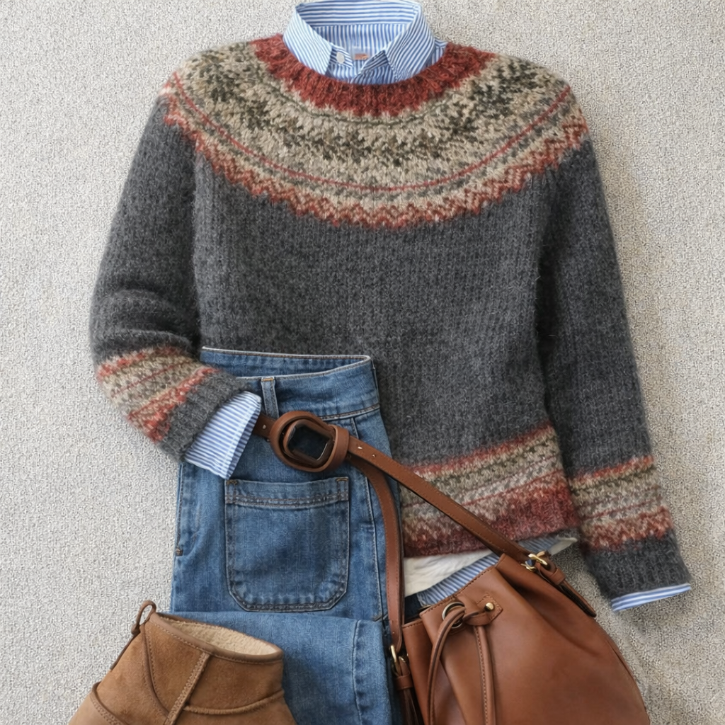 Lauren Heritage Nordic Strik Sweater til kvinder fra Elsebeth København