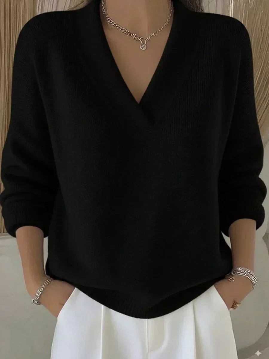 Vivelle Afslappet V-Hals Sweater til kvinder fra Elsebeth København