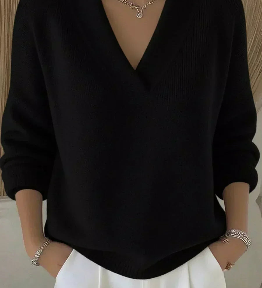 Vivelle Afslappet V-Hals Sweater til kvinder fra Elsebeth København