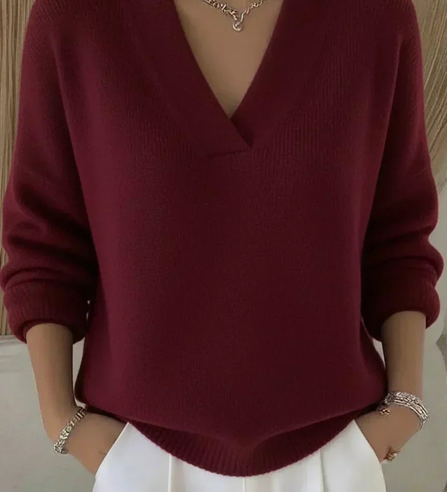 Vivelle Afslappet V-Hals Sweater til kvinder fra Elsebeth København