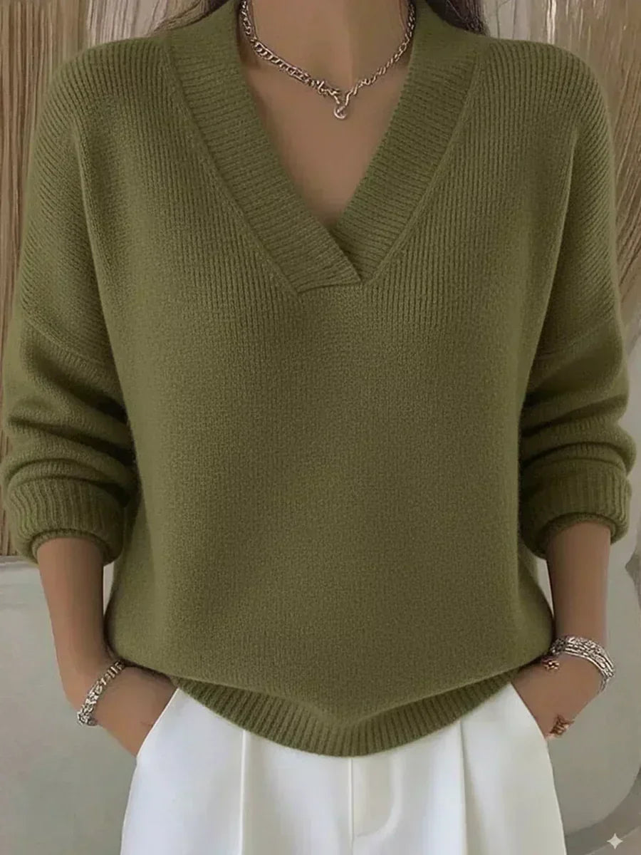Vivelle Afslappet V-Hals Sweater til kvinder fra Elsebeth København
