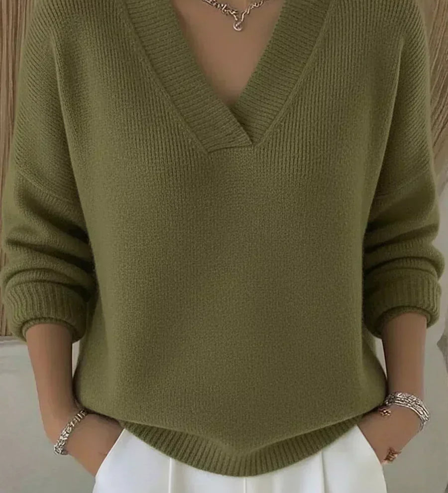 Vivelle Afslappet V-Hals Sweater til kvinder fra Elsebeth København