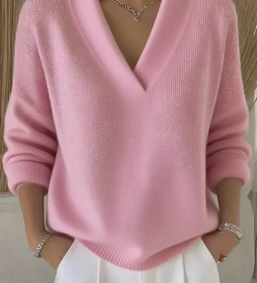 Vivelle Afslappet V-Hals Sweater til kvinder fra Elsebeth København