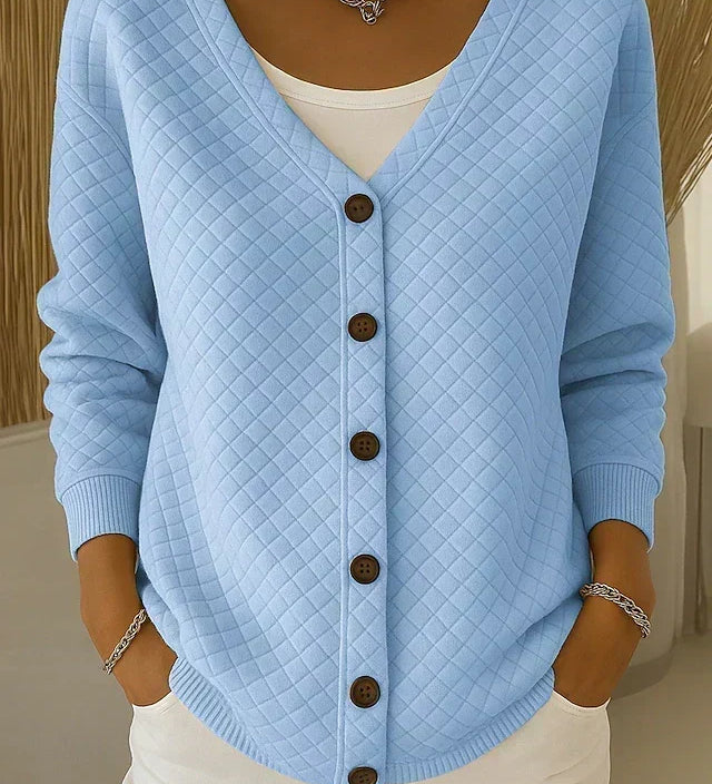 Laverne Quiltet Knap-Front Cardigan til kvinder fra Elsebeth København