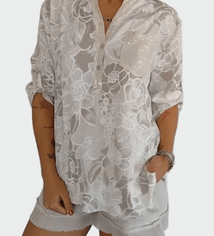 Johanne | Blå blomsterbluse