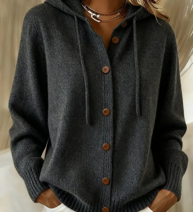 Brenda Hyggelig Knap Cardigan Hoodie til kvinder fra Elsebeth København