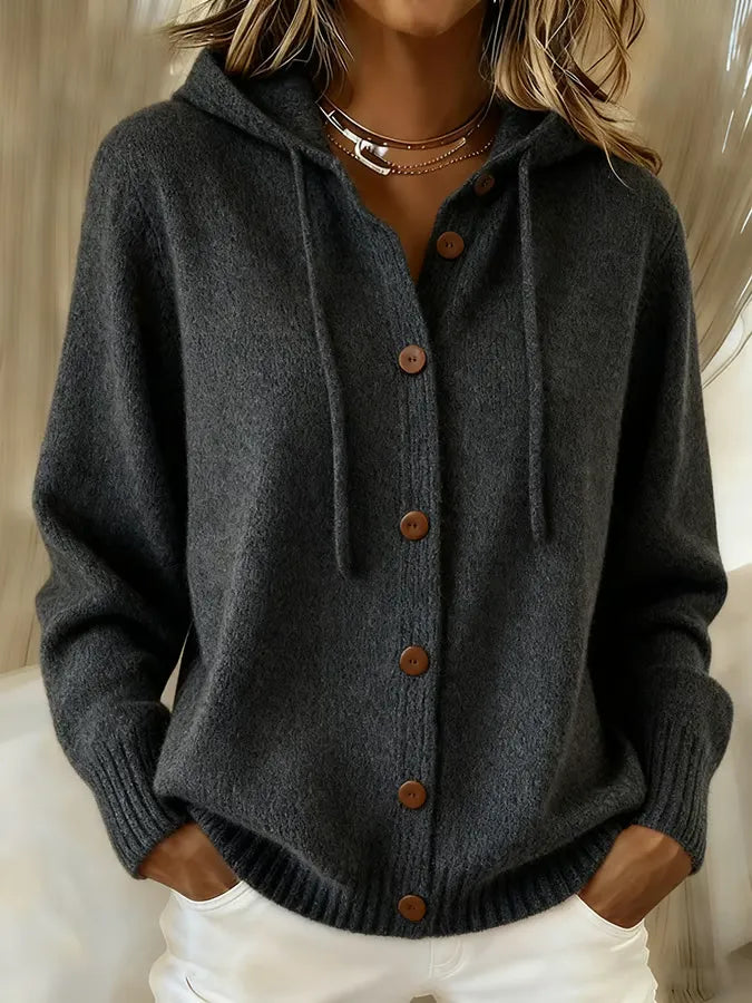 Brenda Hyggelig Knap Cardigan Hoodie til kvinder fra Elsebeth København
