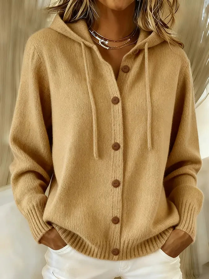 Brenda Hyggelig Knap Cardigan Hoodie til kvinder fra Elsebeth København