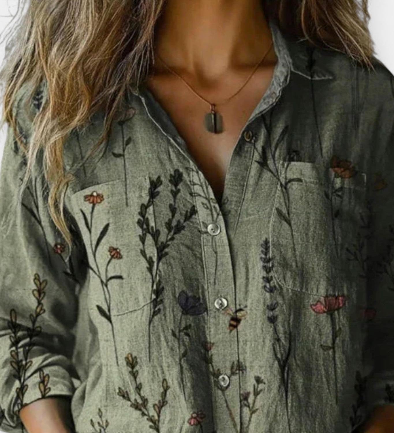 Mille | Vintage mønsterbluse