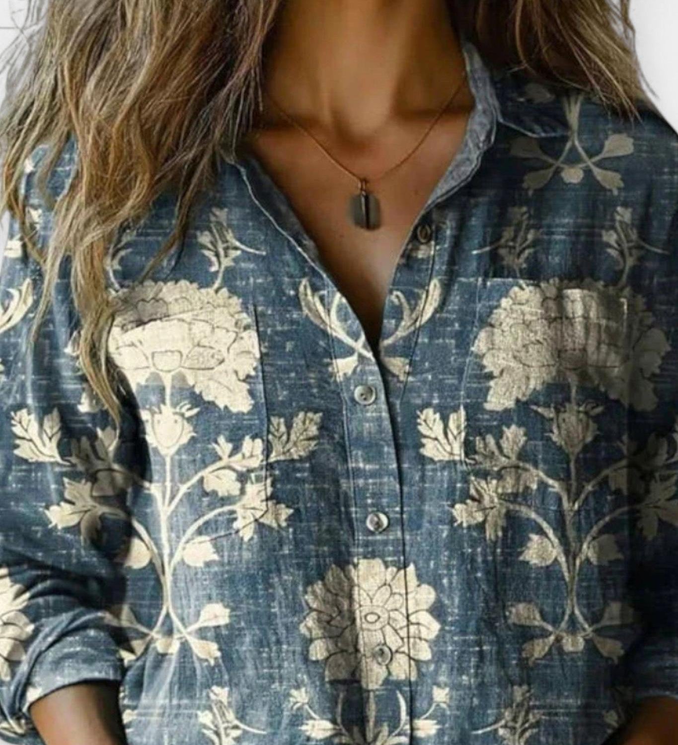 Mille | Vintage mønsterbluse