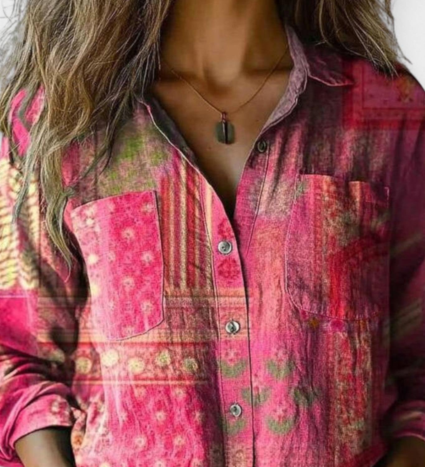 Mille | Vintage mønsterbluse