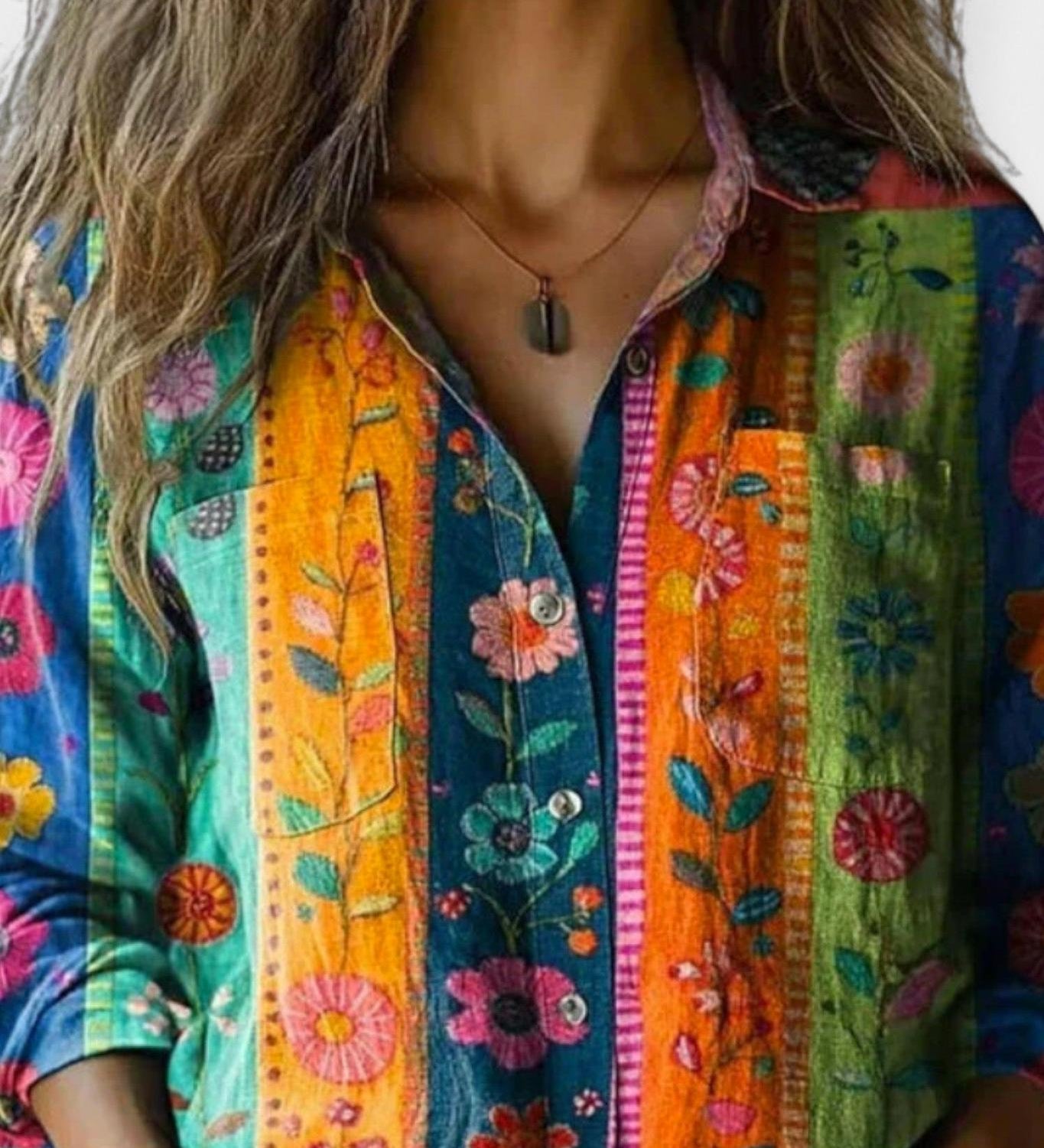 Mille | Vintage mønsterbluse