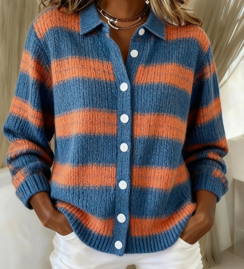 Livia stribet strikket cardigan | Elsebeth København