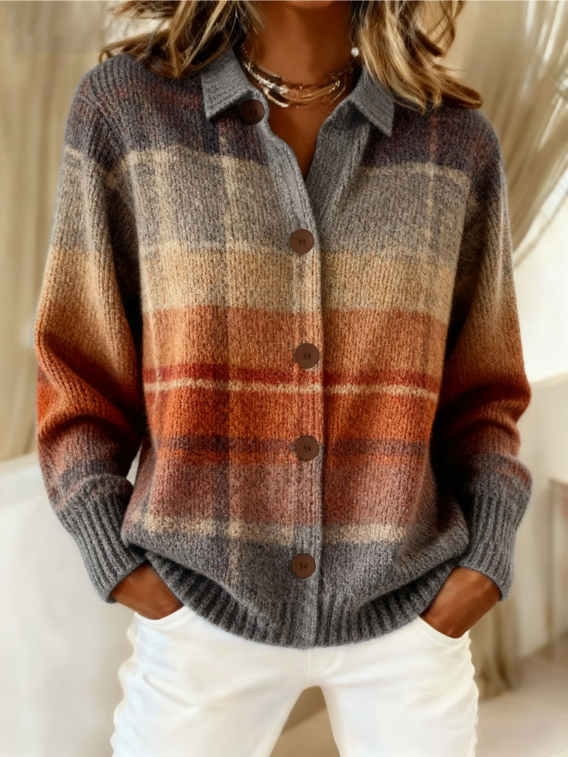 Edith efterårs ombre ternet cardigan | Elsebeth København