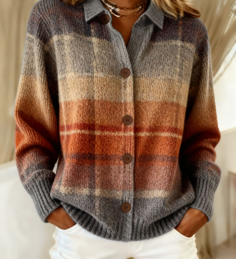 Edith efterårs ombre ternet cardigan | Elsebeth København